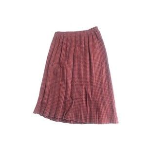 Wool checker plaid pleated skirt red